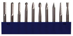 M.A. Ford - 10 Piece, 1/8" Shank Burr Set - Tungsten Carbide, Multiple Head Shape - USA Tool & Supply