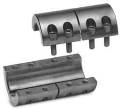 Climax Metal Products - 15mm Inside x 34mm Outside Diam, Metric Two Piece Clamping Rigid Coupling with Keyway - 50mm Long x 5mm Keyway Width x 2.3mm Keyway Depth - USA Tool & Supply