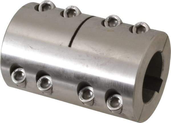 Climax Metal Products - 30mm Inside x 53mm Outside Diam, Metric Two Piece Clamping Rigid Coupling with Keyway - 83mm Long x 10mm Keyway Width x 3.3mm Keyway Depth - USA Tool & Supply