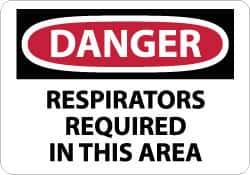 NMC - "Danger - Respirators Required in This Area", 10" Long x 14" Wide, Rigid Plastic Safety Sign - Rectangle, 0.05" Thick, Use for Accident Prevention - USA Tool & Supply