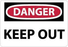 NMC - "Danger - Keep Out", 7" Long x 10" Wide, Pressure-Sensitive Vinyl Safety Sign - Rectangle, 0.004" Thick, Use for Accident Prevention - USA Tool & Supply