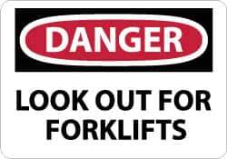 NMC - "Danger - Look Out for Forklifts", 10" Long x 14" Wide, Aluminum Safety Sign - Rectangle, 0.04" Thick, Use for Accident Prevention - USA Tool & Supply