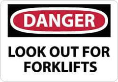 NMC - "Danger - Look Out for Forklifts", 10" Long x 14" Wide, Aluminum Safety Sign - Rectangle, 0.04" Thick, Use for Accident Prevention - USA Tool & Supply