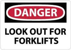 NMC - "Danger - Look Out for Forklifts", 7" Long x 10" Wide, Rigid Plastic Safety Sign - Rectangle, 0.05" Thick, Use for Accident Prevention - USA Tool & Supply