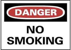 NMC - "Danger - No Smoking", 7" Long x 10" Wide, Rigid Plastic Safety Sign - Rectangle, 0.05" Thick, Use for Accident Prevention - USA Tool & Supply