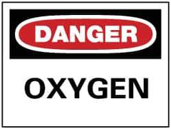 NMC - "Danger - Oxygen", 7" Long x 10" Wide, Pressure-Sensitive Vinyl Safety Sign - Rectangle, 0.004" Thick, Use for Hazardous Materials - USA Tool & Supply