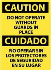 NMC - "Caution - Do Not Operate without Guards in Place", 20" Long x 14" Wide, Rigid Plastic Safety Sign - Rectangle, 0.05" Thick, Use for Accident Prevention - USA Tool & Supply