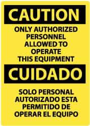 NMC - "Caution - Only Authorized Personnel Allowed to Operate This Equipment", 20" Long x 14" Wide, Rigid Plastic Safety Sign - Rectangle, 0.05" Thick, Use for Security & Admittance - USA Tool & Supply