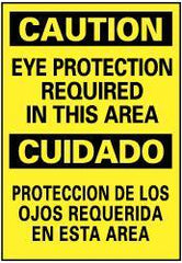 NMC - "Caution - Eye Protection Required in This Area", 14" Long x 10" Wide, Rigid Plastic Safety Sign - Rectangle, 0.05" Thick, Use for Accident Prevention - USA Tool & Supply