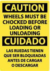 NMC - "Caution - Wheels Must Be Chocked Before Loading or Unloading", 20" Long x 14" Wide, Rigid Plastic Safety Sign - Rectangle, 0.05" Thick, Use for Accident Prevention - USA Tool & Supply