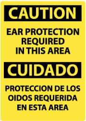 NMC - "Caution - Ear Protection Required in This Area", 14" Long x 10" Wide, Rigid Plastic Safety Sign - Rectangle, 0.05" Thick, Use for Accident Prevention - USA Tool & Supply
