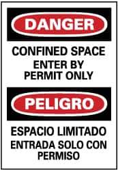 NMC - "Danger - Confined Space - Enter by Permit Only", 20" Long x 14" Wide, Rigid Plastic Safety Sign - Rectangle, 0.05" Thick, Use for Accident Prevention - USA Tool & Supply