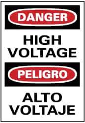 NMC - "Danger - High Voltage", 14" Long x 10" Wide, Rigid Plastic Safety Sign - Rectangle, 0.05" Thick, Use for Accident Prevention - USA Tool & Supply