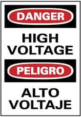 NMC - "Danger - High Voltage", 14" Long x 10" Wide, Pressure-Sensitive Vinyl Safety Sign - Rectangle, 0.004" Thick, Use for Accident Prevention - USA Tool & Supply
