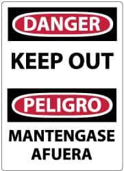 NMC - "Danger - Keep Out", 14" Long x 10" Wide, Rigid Plastic Safety Sign - Rectangle, 0.05" Thick, Use for Accident Prevention - USA Tool & Supply