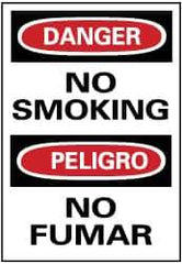 NMC - "Danger - No Smoking", 14" Long x 10" Wide, Pressure-Sensitive Vinyl Safety Sign - Rectangle, 0.004" Thick, Use for Accident Prevention - USA Tool & Supply