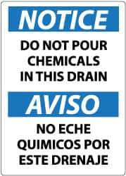 NMC - "Notice - Do Not Pour Chemicals in This Drain", 14" Long x 10" Wide, Rigid Plastic Safety Sign - Rectangle, 0.05" Thick, Use for Hazardous Materials - USA Tool & Supply