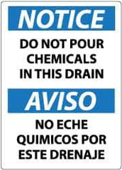 NMC - "Notice - Do Not Pour Chemicals in This Drain", 14" Long x 10" Wide, Rigid Plastic Safety Sign - Rectangle, 0.05" Thick, Use for Hazardous Materials - USA Tool & Supply