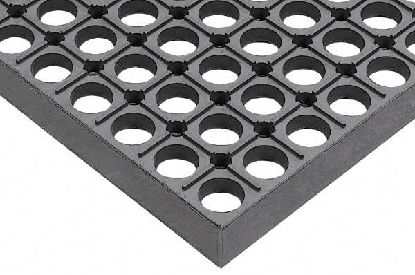 Wearwell - 10' Long x 3' Wide, Dry/Wet Environment, Anti-Fatigue Matting - Gray, CFR Rubber with Rubber Base, Beveled on 4 Sides - USA Tool & Supply