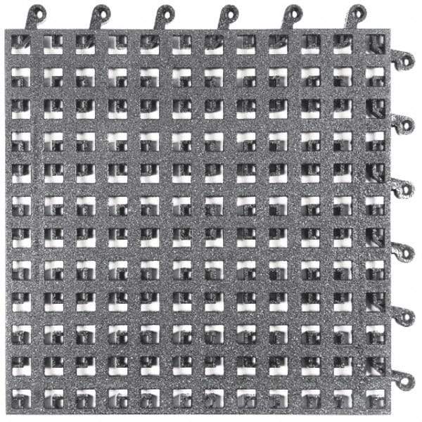 Wearwell - 18" Long x 18" Wide x 7/8" Thick, Anti-Fatigue Modular Matting Solid Grid - Male & Female, 4 Interlocking Sides, Black, For Dry Areas, Series 563 - USA Tool & Supply