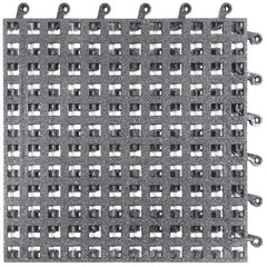 Wearwell - 18" Long x 18" Wide x 7/8" Thick, Anti-Fatigue Modular Matting Open Grid - Male & Female, 4 Interlocking Sides, Black, For Dry & Wet Areas, Series 561 - USA Tool & Supply