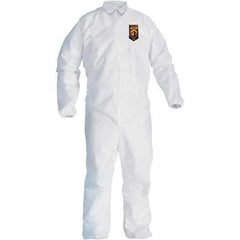 KleenGuard - Size XL SMS General Purpose Coveralls - White, Zipper Closure, Elastic Cuffs, Elastic Ankles, Seamless - USA Tool & Supply