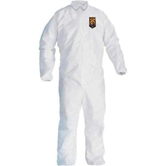 KleenGuard - Size 2XL SMS General Purpose Coveralls - White, Zipper Closure, Elastic Cuffs, Elastic Ankles, Seamless - USA Tool & Supply