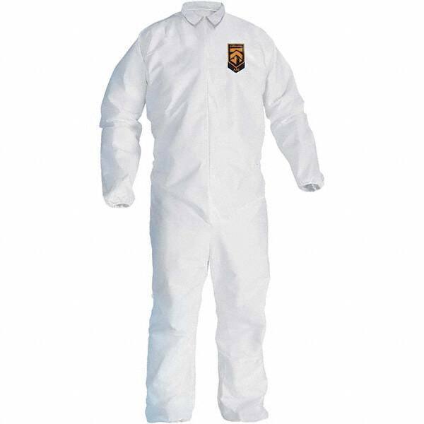 KleenGuard - Size 3XL SMS General Purpose Coveralls - White, Zipper Closure, Elastic Cuffs, Elastic Ankles, Seamless - USA Tool & Supply