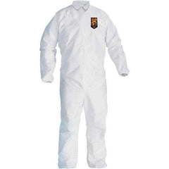 KleenGuard - Size 4XL SMS General Purpose Coveralls - White, Zipper Closure, Elastic Cuffs, Elastic Ankles, Seamless - USA Tool & Supply