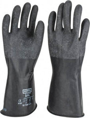 North - Size XL (10), 14" Long, 17 mil Thick, Butyl Chemical Resistant Gloves - Textured Finish, Rolled Cuff, Black - USA Tool & Supply