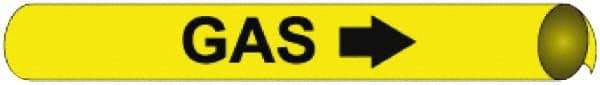 NMC - Pipe Marker with Gas Legend and Arrow Graphic - 10 to 10" Pipe Outside Diam, Black on Yellow - USA Tool & Supply