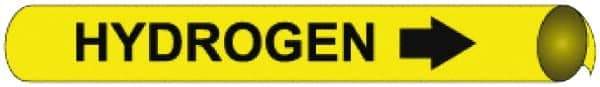 NMC - Pipe Marker with Hydrogen Legend and Arrow Graphic - 6 to 8" Pipe Outside Diam, Black on Yellow - USA Tool & Supply