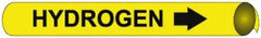 NMC - Pipe Marker with Hydrogen Legend and Arrow Graphic - 8 to 10" Pipe Outside Diam, Black on Yellow - USA Tool & Supply