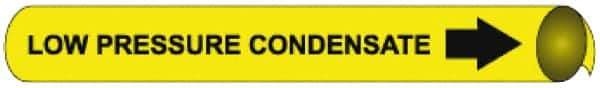 NMC - Pipe Marker with Low Pressure Condensate Legend and Arrow Graphic - 6 to 8" Pipe Outside Diam, Black on Yellow - USA Tool & Supply