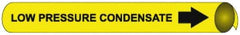 NMC - Pipe Marker with Low Pressure Condensate Legend and Arrow Graphic - 6 to 8" Pipe Outside Diam, Black on Yellow - USA Tool & Supply