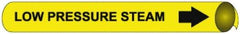 NMC - Pipe Marker with Low Pressure Steam Legend and Arrow Graphic - 10 to 10" Pipe Outside Diam, Black on Yellow - USA Tool & Supply