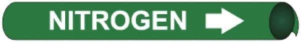 NMC - Pipe Marker with Nitrogen Legend and Arrow Graphic - 8 to 10" Pipe Outside Diam, White on Green - USA Tool & Supply