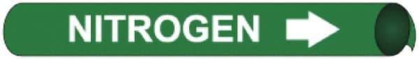 NMC - Pipe Marker with Nitrogen Legend and Arrow Graphic - 4-5/8 to 5-7/8" Pipe Outside Diam, White on Green - USA Tool & Supply