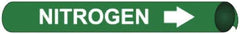 NMC - Pipe Marker with Nitrogen Legend and Arrow Graphic - 4-5/8 to 5-7/8" Pipe Outside Diam, White on Green - USA Tool & Supply