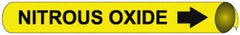 NMC - Pipe Marker with Nitrous Oxide Legend and Arrow Graphic - 10 to 10" Pipe Outside Diam, Black on Yellow - USA Tool & Supply