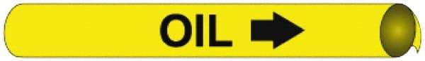 NMC - Pipe Marker with Oil Legend and Arrow Graphic - 2-1/2 to 3-1/4" Pipe Outside Diam, Black on Yellow - USA Tool & Supply