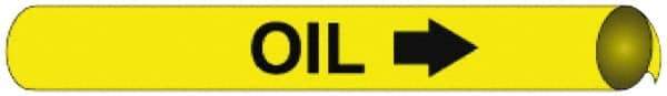 NMC - Pipe Marker with Oil Legend and Arrow Graphic - 4-5/8 to 5-7/8" Pipe Outside Diam, Black on Yellow - USA Tool & Supply