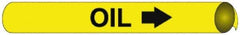 NMC - Pipe Marker with Oil Legend and Arrow Graphic - 4-5/8 to 5-7/8" Pipe Outside Diam, Black on Yellow - USA Tool & Supply