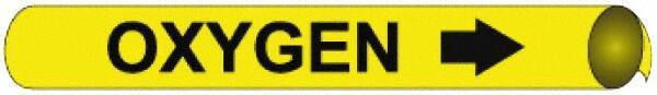 NMC - Pipe Marker with Oxygen Legend and Arrow Graphic - 4-5/8 to 5-7/8" Pipe Outside Diam, Black on Yellow - USA Tool & Supply