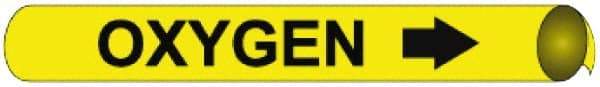 NMC - Pipe Marker with Oxygen Legend and Arrow Graphic - 6 to 8" Pipe Outside Diam, Black on Yellow - USA Tool & Supply