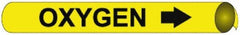 NMC - Pipe Marker with Oxygen Legend and Arrow Graphic - 10 to 10" Pipe Outside Diam, Black on Yellow - USA Tool & Supply