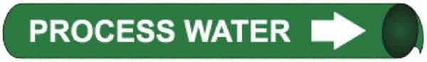 NMC - Pipe Marker with Process Water Legend and Arrow Graphic - 6 to 8" Pipe Outside Diam, White on Green - USA Tool & Supply