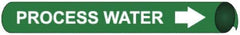 NMC - Pipe Marker with Process Water Legend and Arrow Graphic - 8 to 10" Pipe Outside Diam, White on Green - USA Tool & Supply