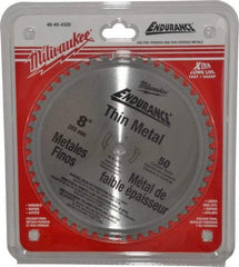 Milwaukee Tool - 8" Diam, 5/8" Arbor Hole Diam, 50 Tooth Wet & Dry Cut Saw Blade - Cermet-Tipped, Burr-Free, Clean, Smooth Action, Standard Round Arbor - USA Tool & Supply