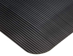 Wearwell - 75' Long x 2' Wide, Dry Environment, Anti-Fatigue Matting - Black, Vinyl with Vinyl Sponge Base, Beveled on 4 Sides - USA Tool & Supply